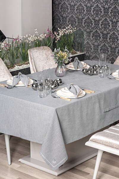 Cotton Box Набір скатертин з льону Pera Сірий 175x240