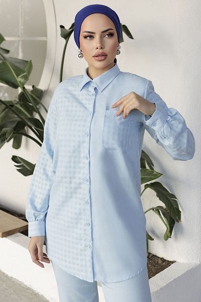 InStyle طقم قميص Movra Gingham - أزرق فاتح