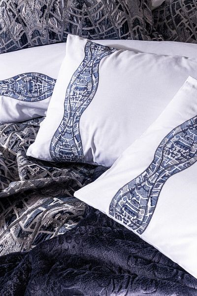 Cotton Box Navy Blue and White Patterned Dowry Set - 100% Cotton, Stylish Bedroom/Blanket/Duvet Cover Set - Marissa