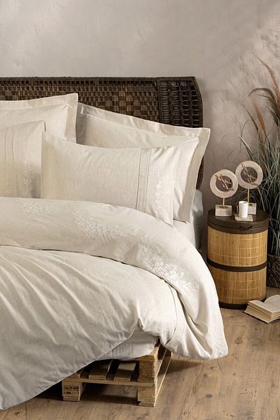 Cotton Box مجموعة غطاء لحاف مزدوج من القطن والكتان فوربس