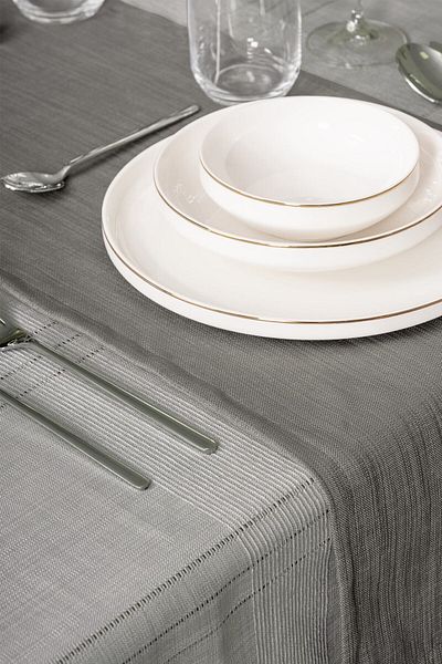 Cotton Box Antique Tablecloth Set Jasmine Gray 155x160