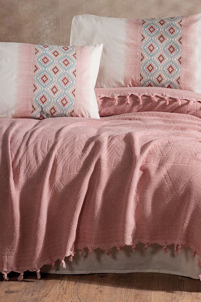Cotton Box Jacquard Double Duvet Set Papina Pudra