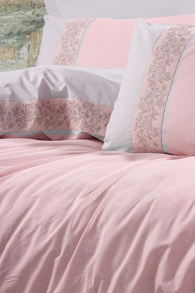 Cotton Box Mila Pink - Set cuvertură dublu de pilota cu artă populară