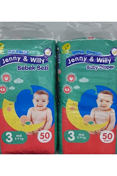 Jenny & Willy Bebek Bezi Jenny & Will 5-9 Kg Midi (50*2) 100 Lü Paket