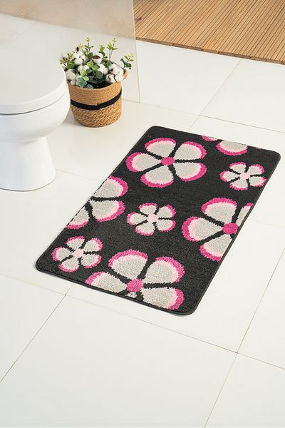 Moda Dekor Milenyum Περιστρεφόμενο Γκρι-ροζ 60x100 - 60x50 cm Πατάκι μπάνιου 2 τεμαχίων