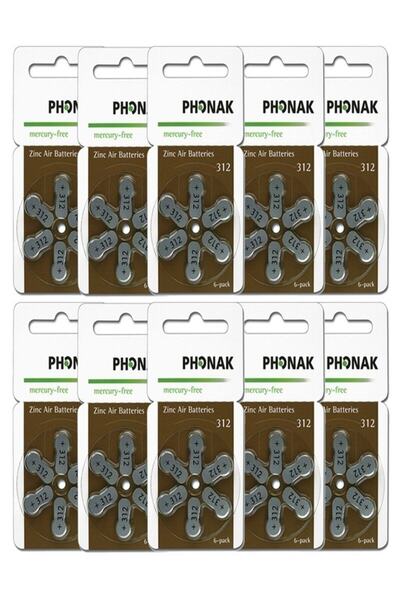 PHONAK No:312 Işitme Cihazı Pili 10 Paket 60 Adet