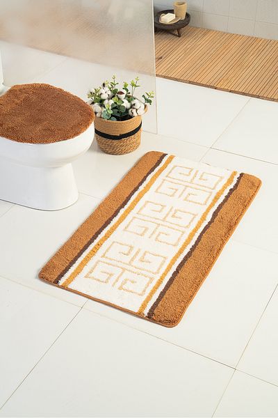 Moda Dekor Ακρυλικό Glitter Tetra Beige 60x100 - 60x50 - 50x50 cm Χαλάκι μπάνιου 3 τεμαχίων