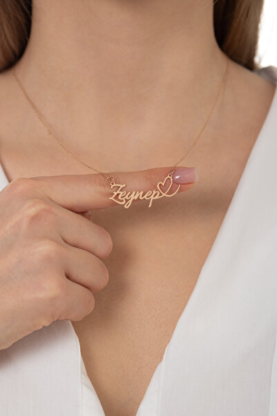 HomSilverjewelry 925 Ayar Gümüş Kişiye Özel Isimli Kalp Tasarımlı Kadın Kolye