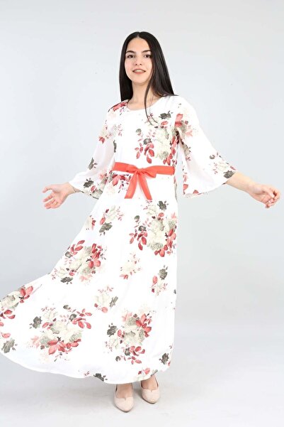 Asortik Kids Kız Çocuk Uzun Astarlı Çiçek Desenli  Elbise