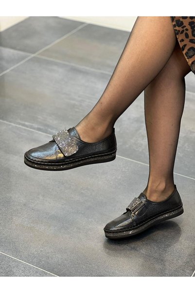 DİVA Pantofi de damă casual Miya Black Velcro Stone