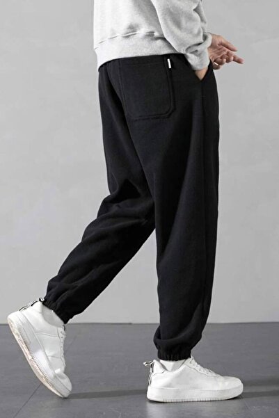 MOONBULL Fleece Fabric Oversize Black Men's Sweatpants