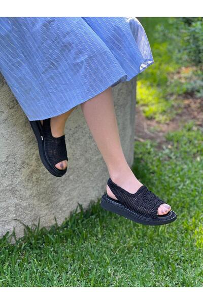DİVA Diva Μαύρο Πλεκτό Γυναικείο Καθημερινό Σανδάλια