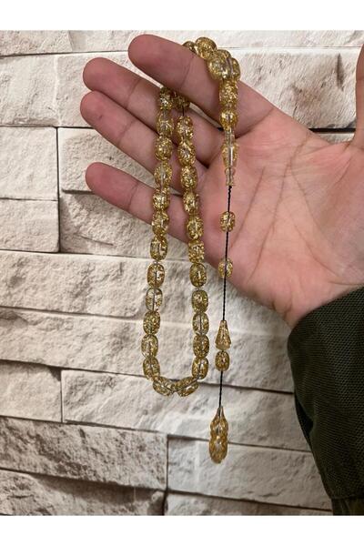 Gold Garden 24 AYAR ALTIN PARÇAÇIKLI UÇAK CAMINDAN ŞEFFAF TESBİH