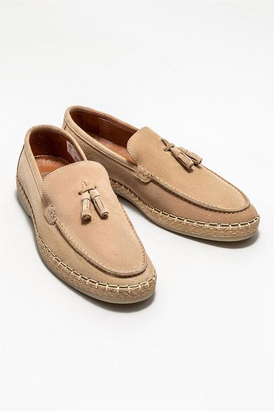 Elle Shoes Beige Leather Men's Espadrille