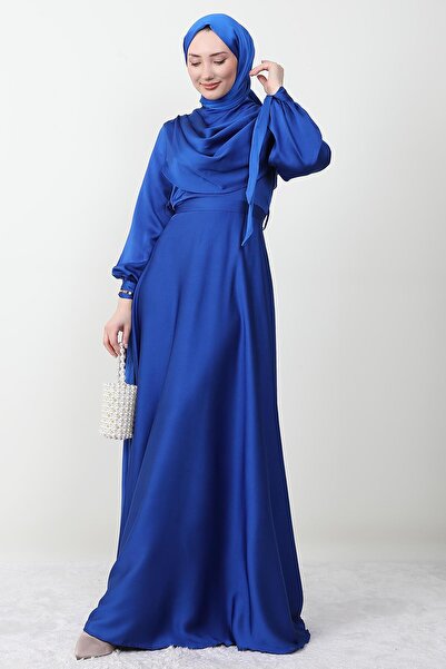 GİZ AGİYİM Βραδινό φόρεμα με δεμένο μανίκι Midnight Blue