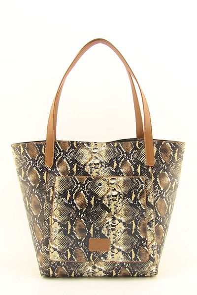 HNB Γυναικεία Tan Snake Hobo Μεγάλη Τσάντα ώμου