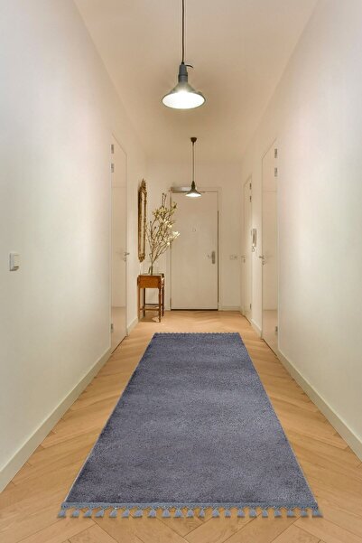 Valery Home Vl Comfort Ponpon Saçaklı Peluş Düz Yolluk Antrasit