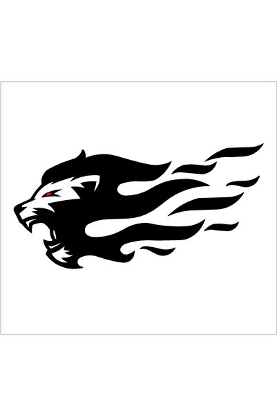 Genel Markalar Alevli Kükreyen Aslan Sticker Oto Sticker