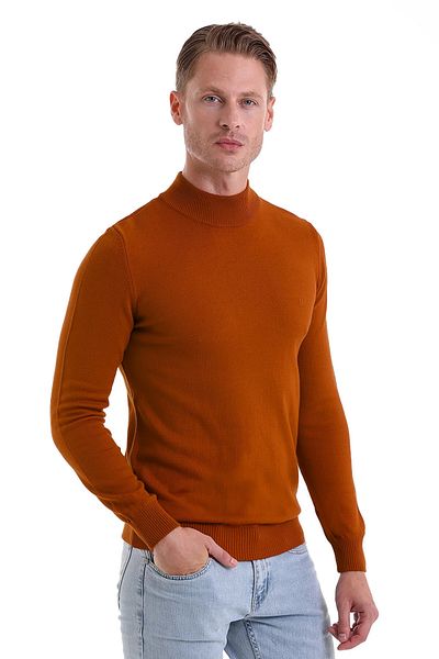 Hatemoğlu Tile Regular Fit Plain Half Turtleneck Knitwear Sweater