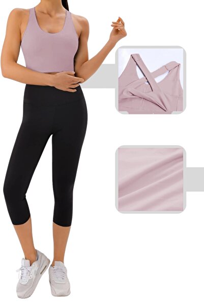 GHASSY CO. Γυναικείο αθλητικό σουτιέν γυμναστικής γιόγκα με λεπτομέρεια σταυρωτή πλάτη CRS001