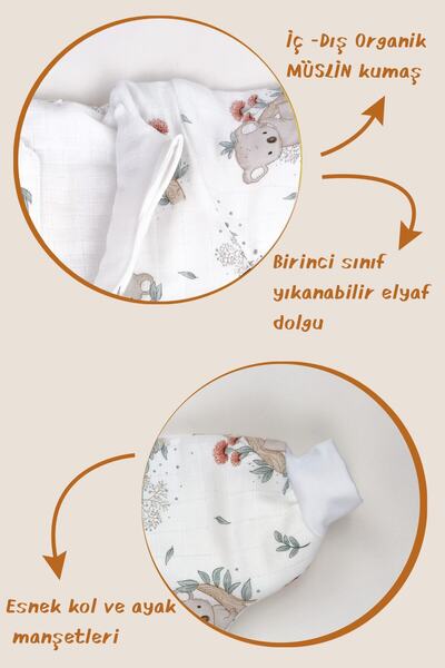 la mure baby Organic Muslin Sleeping Bag 2.5 Tog Thick Fiber Filled
