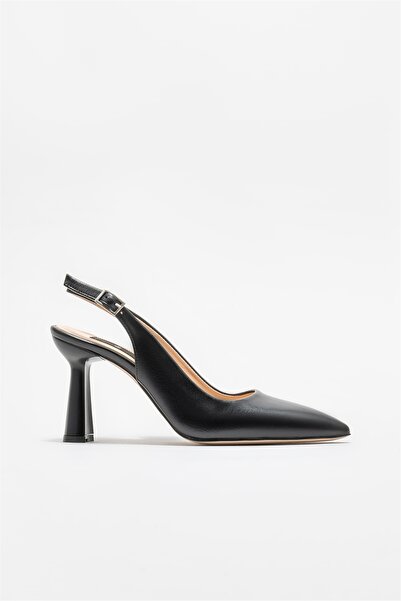 Elle Shoes Siyah Deri Kadın Topuklu Ayakkabı