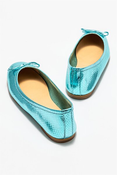 Elle Shoes Mavi Deri Kadın Babet