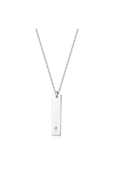 Lizay Pırlanta Pırlantalı Gümüş Plaka Erkek Kolye