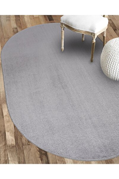 Valery Home Vl Oval Comfort Overloklu Peluş Halı Gri