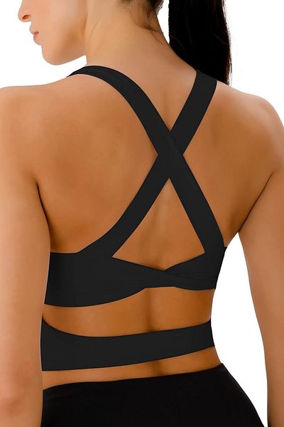 GHASSY CO. Women's Cross Back Detailed Yoga Exercise Fitness Sports Bra Crs001