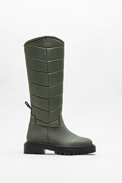 Elle Shoes Πράσινες γυναικείες flat μπότες