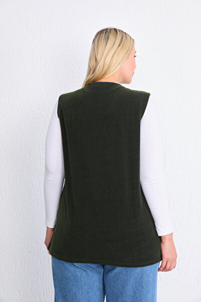 Kardelen Butik Ümraniye Khaki Green Fleece Vest