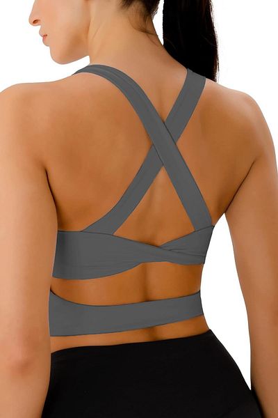 GHASSY CO. Women's Cross Back Detailed Yoga Exercise Fitness Sports Bra Crs001
