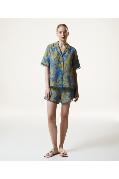 Machka Leaf Pattern Relaxed Cut Blouse