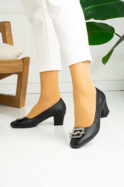 MERVESTORE حذاء داليا بكعب نسائي بإبزيم أسود