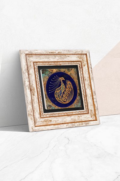 Pinecone Pictură murală cu piatră de păun, decor de perete înrămat, artă de perete Tk1-188