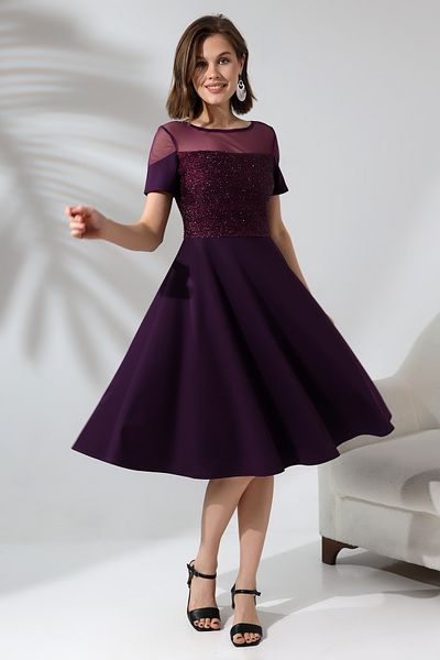 Fasmia DAMSON SHOULDER OPEN NECK SILVERY DRESS F134