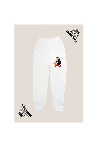 MarkaTurko GARGAMEL&AZMAN εμπριμέ unisex Προσαρμοσμένο Σχέδιο Βαμβακερή λευκή παιδική φόρμα 200-10E
