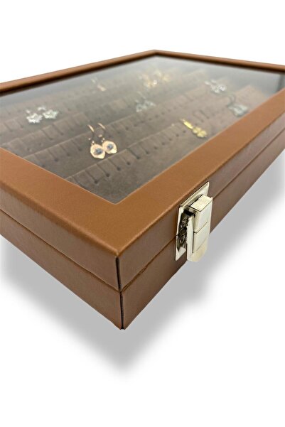 Dijital Çarşı Richbox Earrings Necklace Jewelry Box Tan