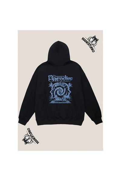 MarkaTurko DREAMERS PARADISE custom design back printed Black Hooded unisex Sweatshirt 1505-81