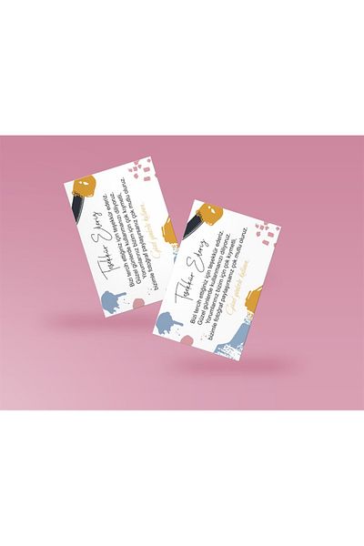 anka design Thank You Card One Way Printing Oval Cut (8x5cm) 350gr Coated - 25 Pieces -