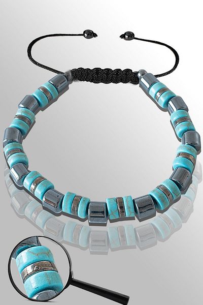 Tesbih Atölyesi Certified Turquoise - Terahertz Stone Bracelet - Adjustable