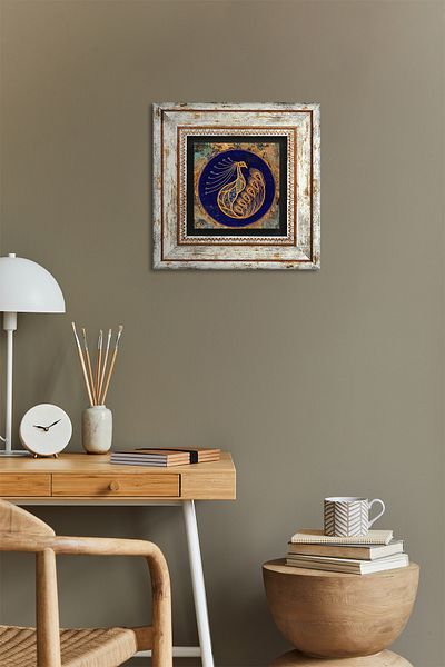 Pinecone Pictură murală cu piatră de păun, decor de perete înrămat, artă de perete Tk1-188