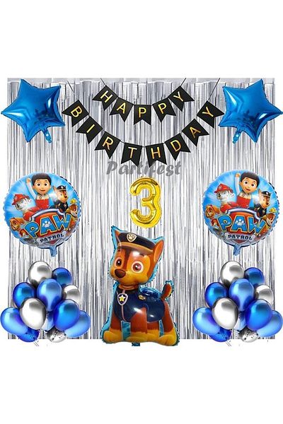 Parti Station Paw Patrol Chase Balloon Set for 3 Years Old, Birthday