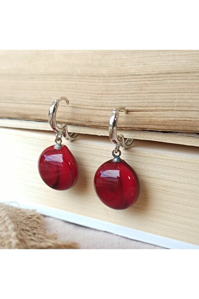 Arezzo SeyGlass Murano Cam Kırmızı Küpe | El Yapımı Cam Boncuk Küpe | Murano Cam Küpe Aksesuar