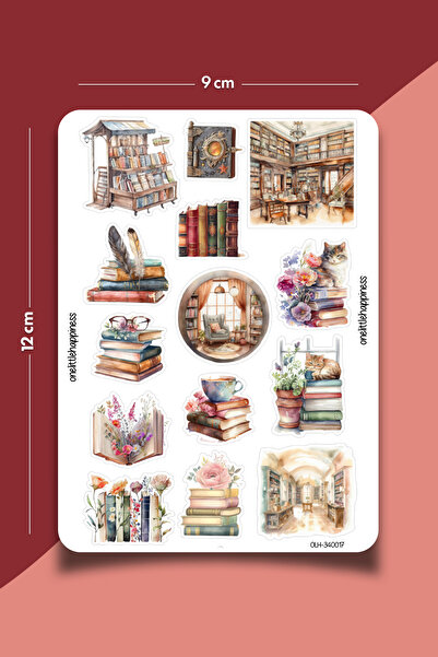 One Little Happiness Kitap (Book) Temalı Sticker Seti | Bullet Journal Sticke...
