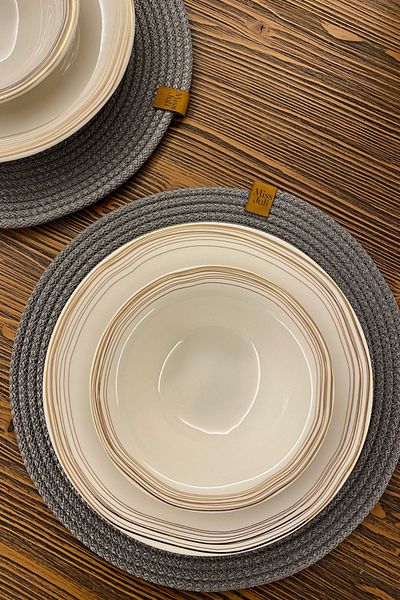 MISS JULİ 2-Piece Wicker Plate American Placemat 31 Cm