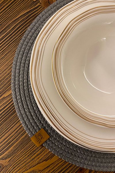 MISS JULİ 2-Piece Wicker Plate American Placemat 31 Cm