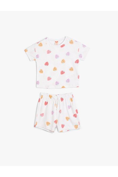 Koton Baby Girls Heart εμπριμέ σορτς T-shirt Σετ 4SMG10063AK