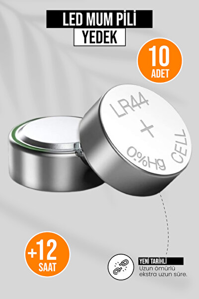 Orvila 10 Adet - Yedek Pil | Pilli Ledli Mumlar Için +12 Saat Giden Yeni Ek L...